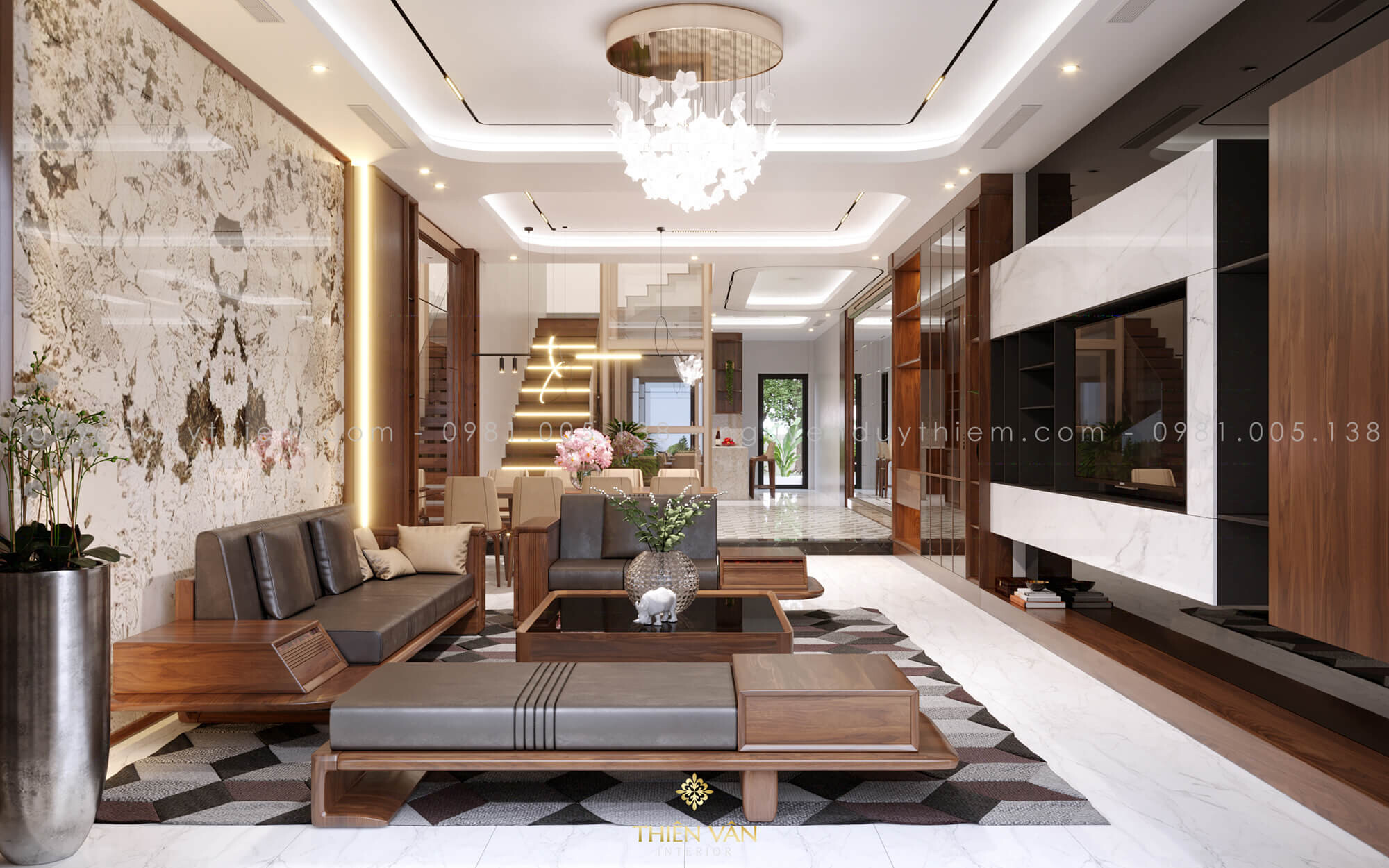 Thi công nội thất phòng khách Shophouse Lào Cai