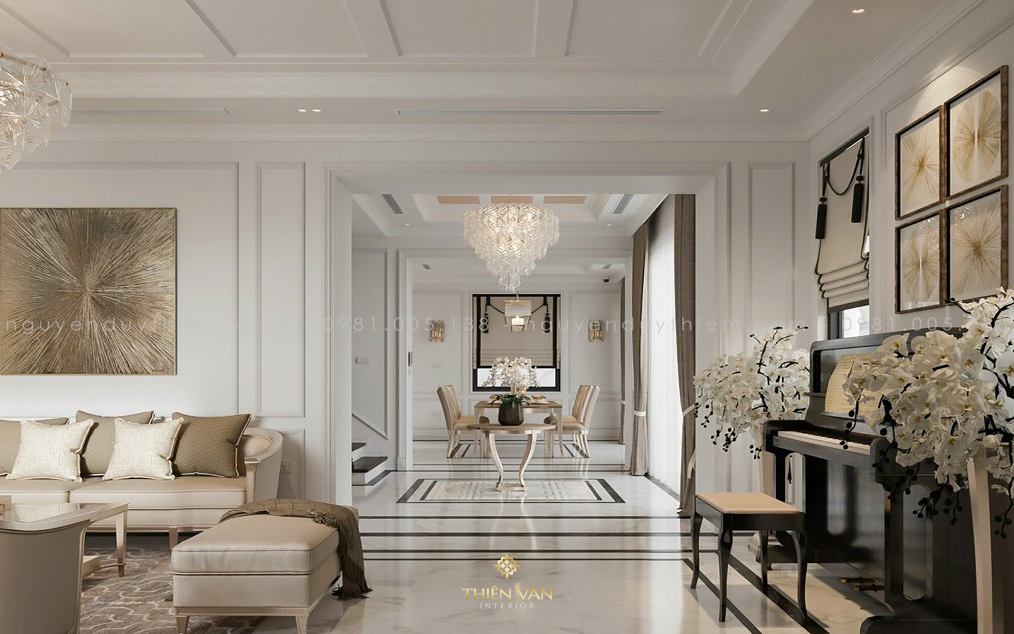 Thi công nội thất phòng khách Building Plaza Ninh Bình