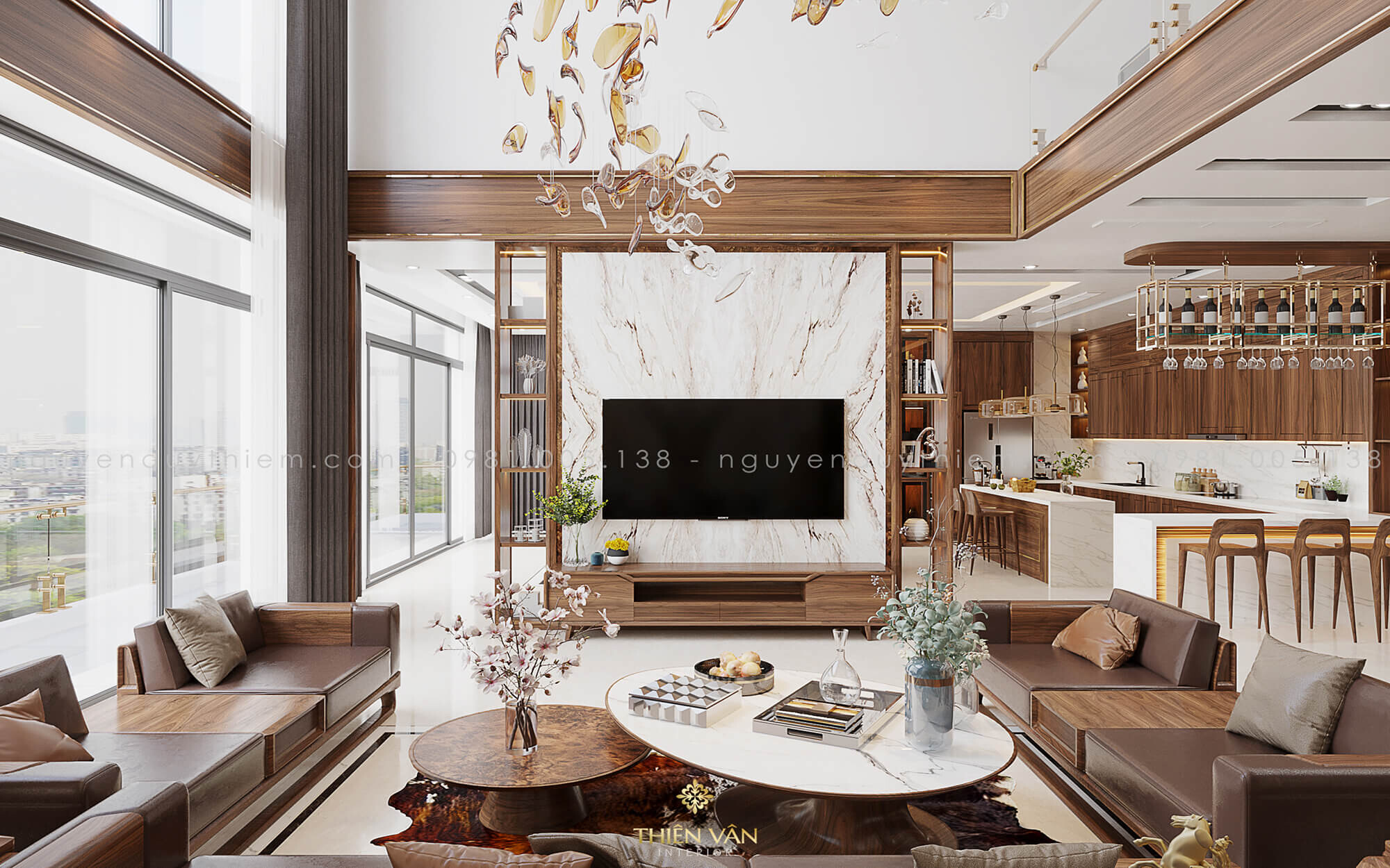 Thi công nội thất phòng khách biệt thự Tuyên Quang