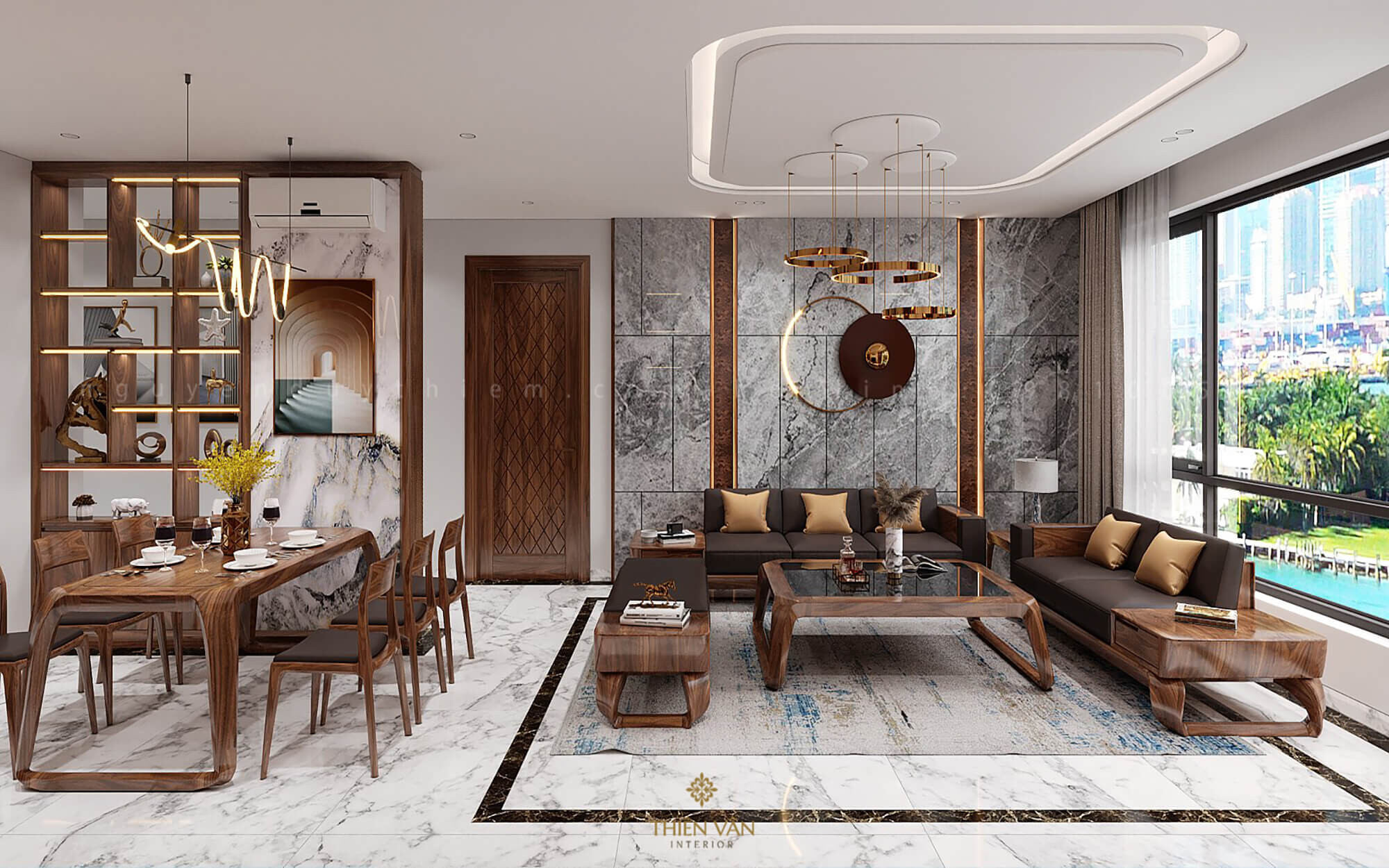Thiết kế nội thất phòng khách 2 biệt thự Quảng Ninh