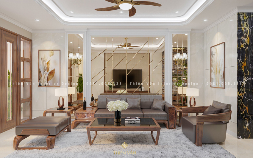 Lý do tại sao nội thất phòng khách gỗ óc chó trở thành xu hướng