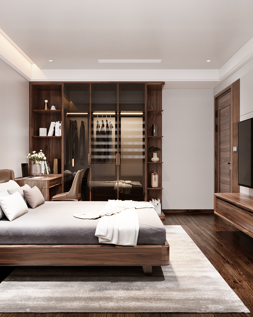 Nội Thất Phòng Ngủ Gỗ Óc Chó: Sự Sang Trọng Và Ấm Áp Cho Không Gian Của Bạn 4 noi that phong ngu go oc cho 1