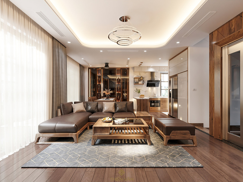 So Sánh Sofa Gỗ Óc Chó Nhập Khẩu Và Hàng Trong Nước 4 Sofa gỗ óc chó nhập khẩu trong phòng khách tầm trung