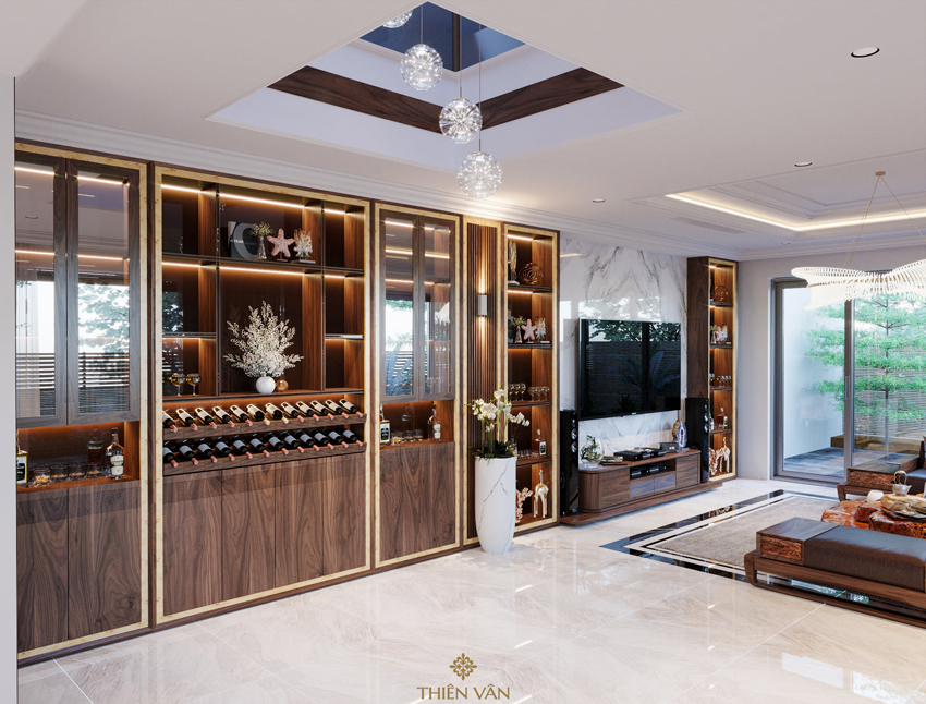 Tủ rượu, tủ trang trí gỗ óc chó